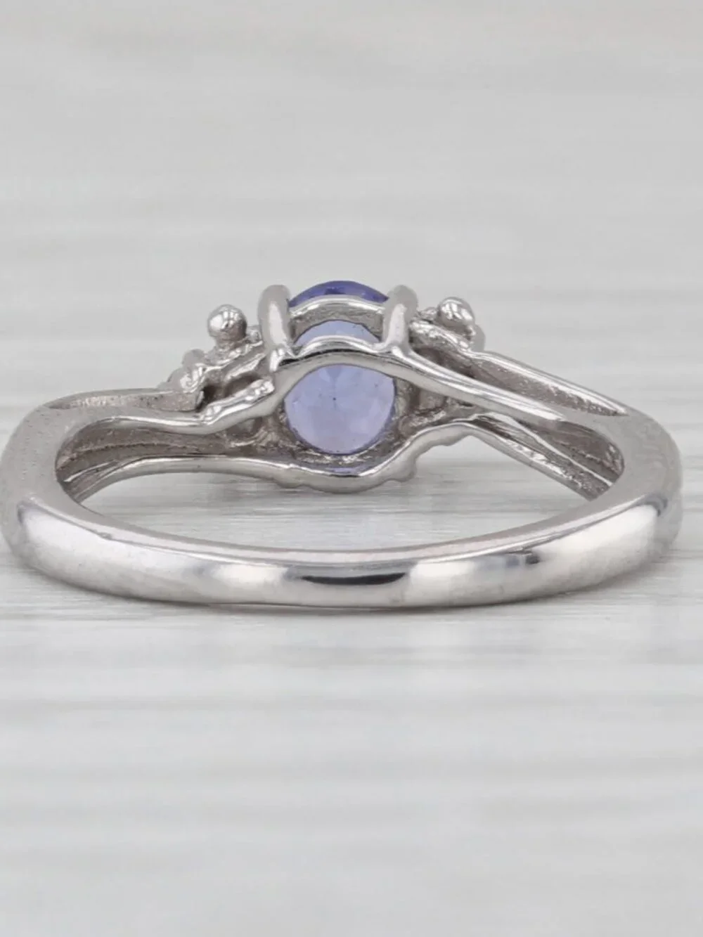 0.30ct Tanzanite Diamond Ring 10k White Gold Small Size 3.25